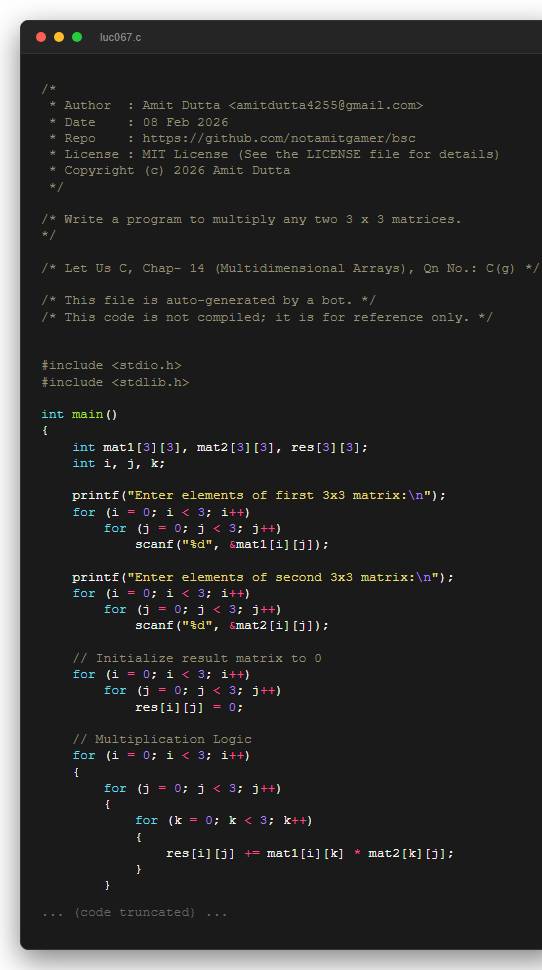 Write a program to multiply any two 3 x 3 matrices.